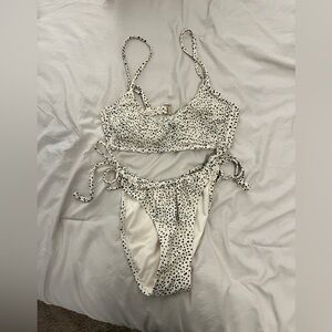 Xhilaration White and Black Polka Dot Bra Set